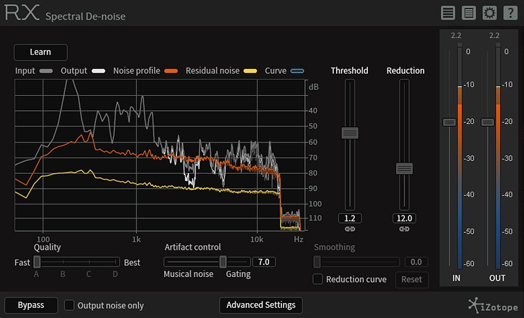 iZotope Spectral De-noise　ノイズ除去　設定