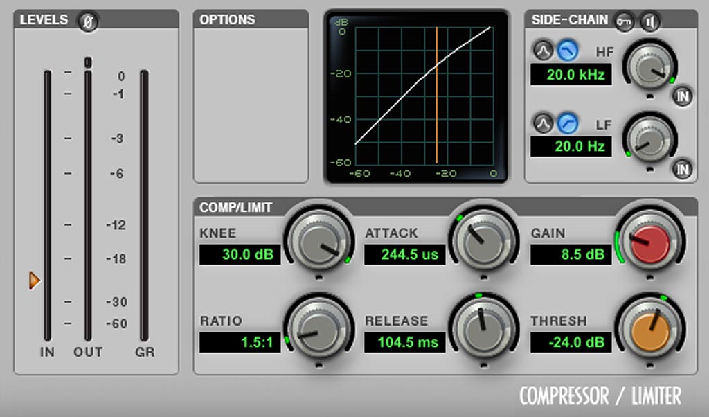 ProTools ストック・コンプ　ボーカル用設定