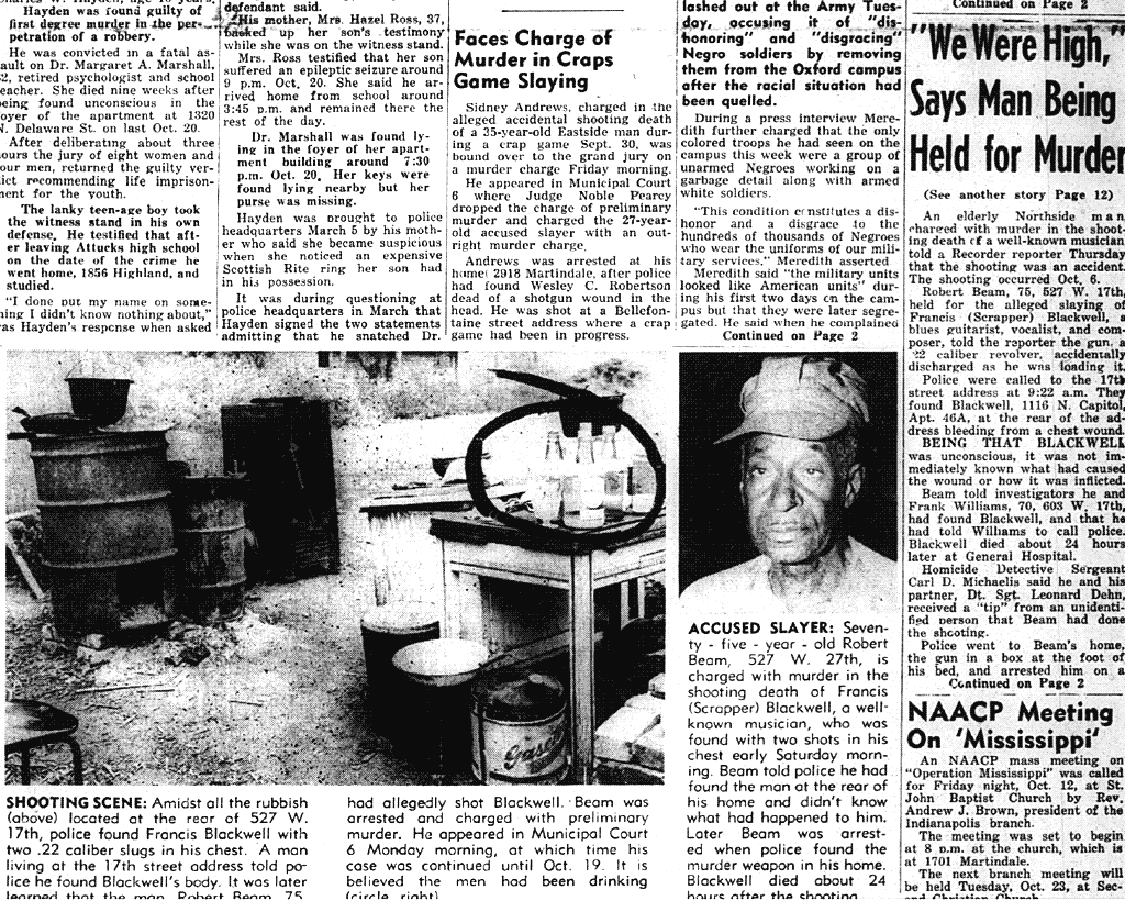 1962年10月インディアナポリスのローカル紙