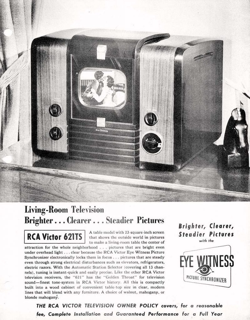 第二次大戦直後に人気を博したRCA社の7インチテレビ「621-TS」の画像。